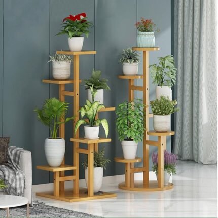 5 tier wooden flower plant stand for living room, office, balcony