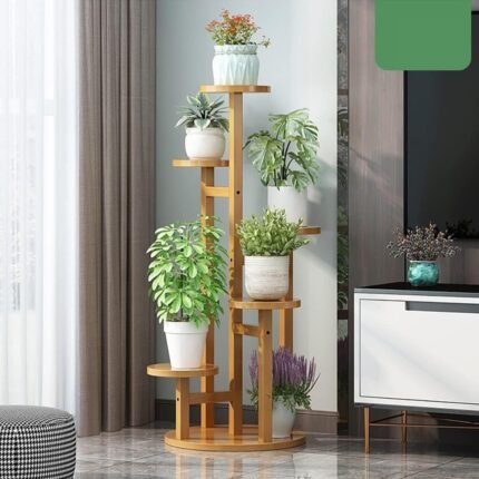 5 tier wooden flower plant stand for living room, office, balcony