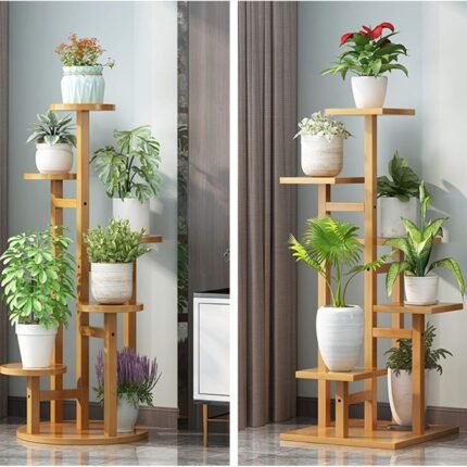 5 tier wooden flower plant stand for living room, office, balcony