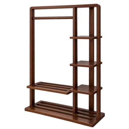 4. wooden clothes rack with 5 shelves storage rack