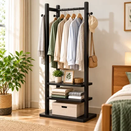 cozy black wardrobe organizer display