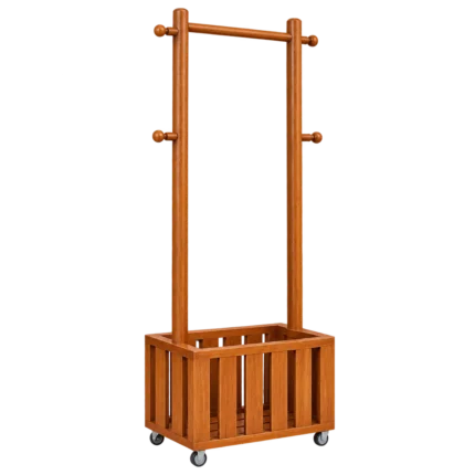 wooden clothes hanger stand with wheels 1