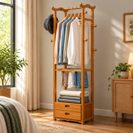 wooden multi purpose alna with storage shelves 3